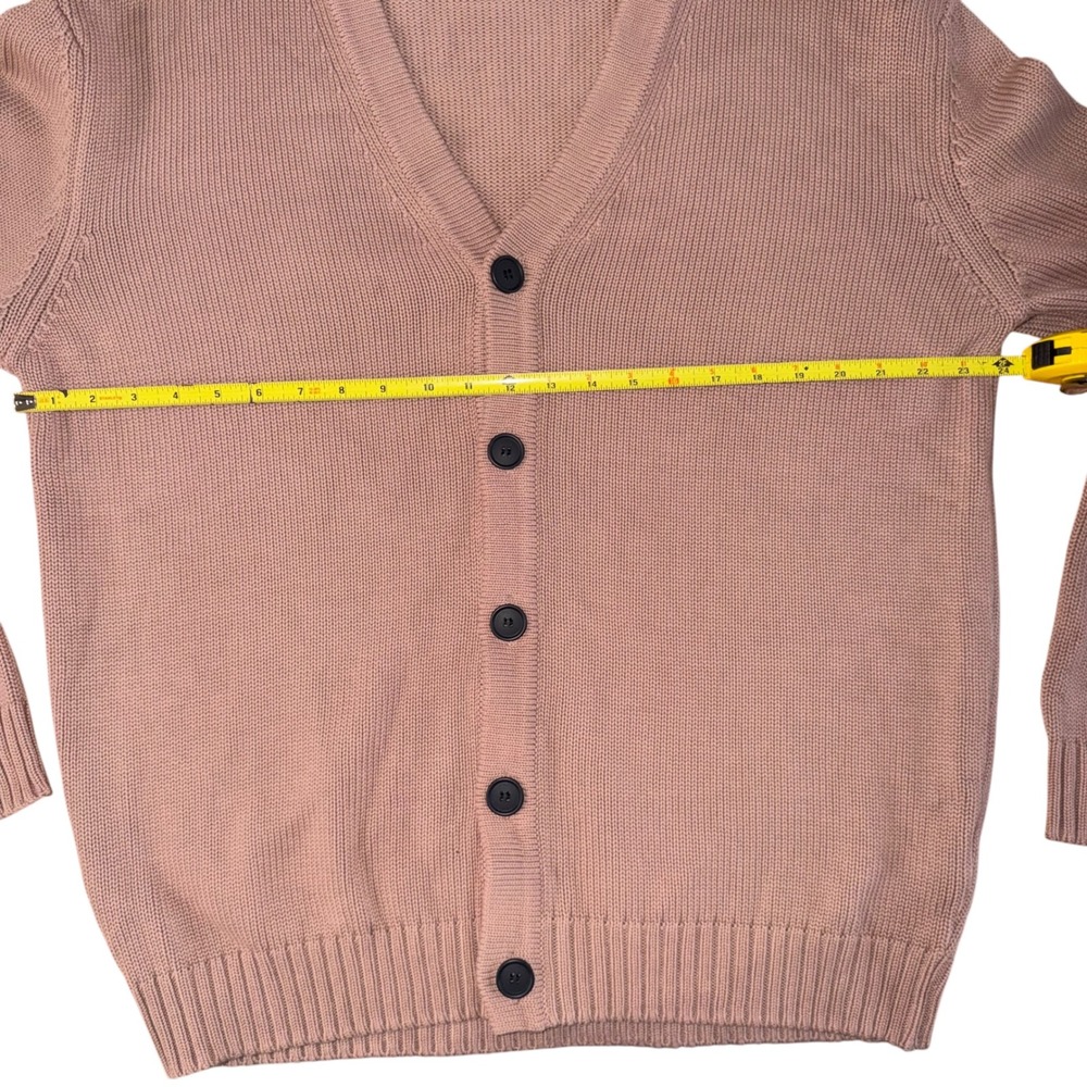 Zara Oversized Cotton Knit Cardigan XL Dusty Rose Button Front - Picture 5 of 11